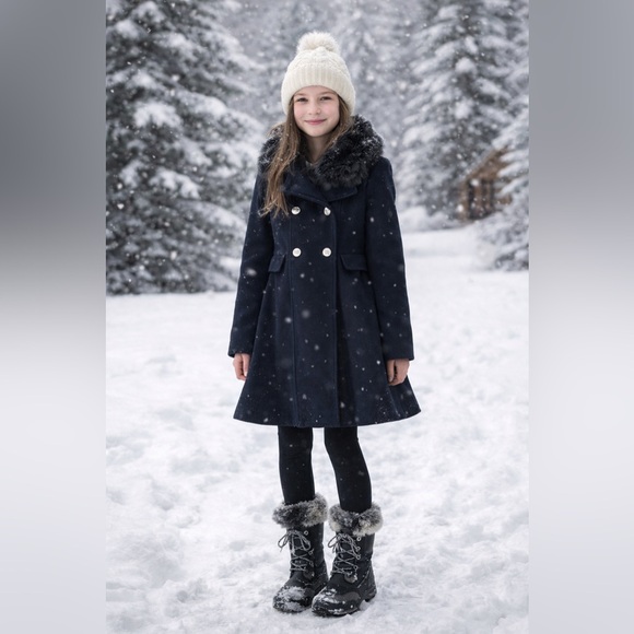 Rothschild Other - NWT Stylish Navy Kids (or women’s) Princess Coat with Faux Fur Collar